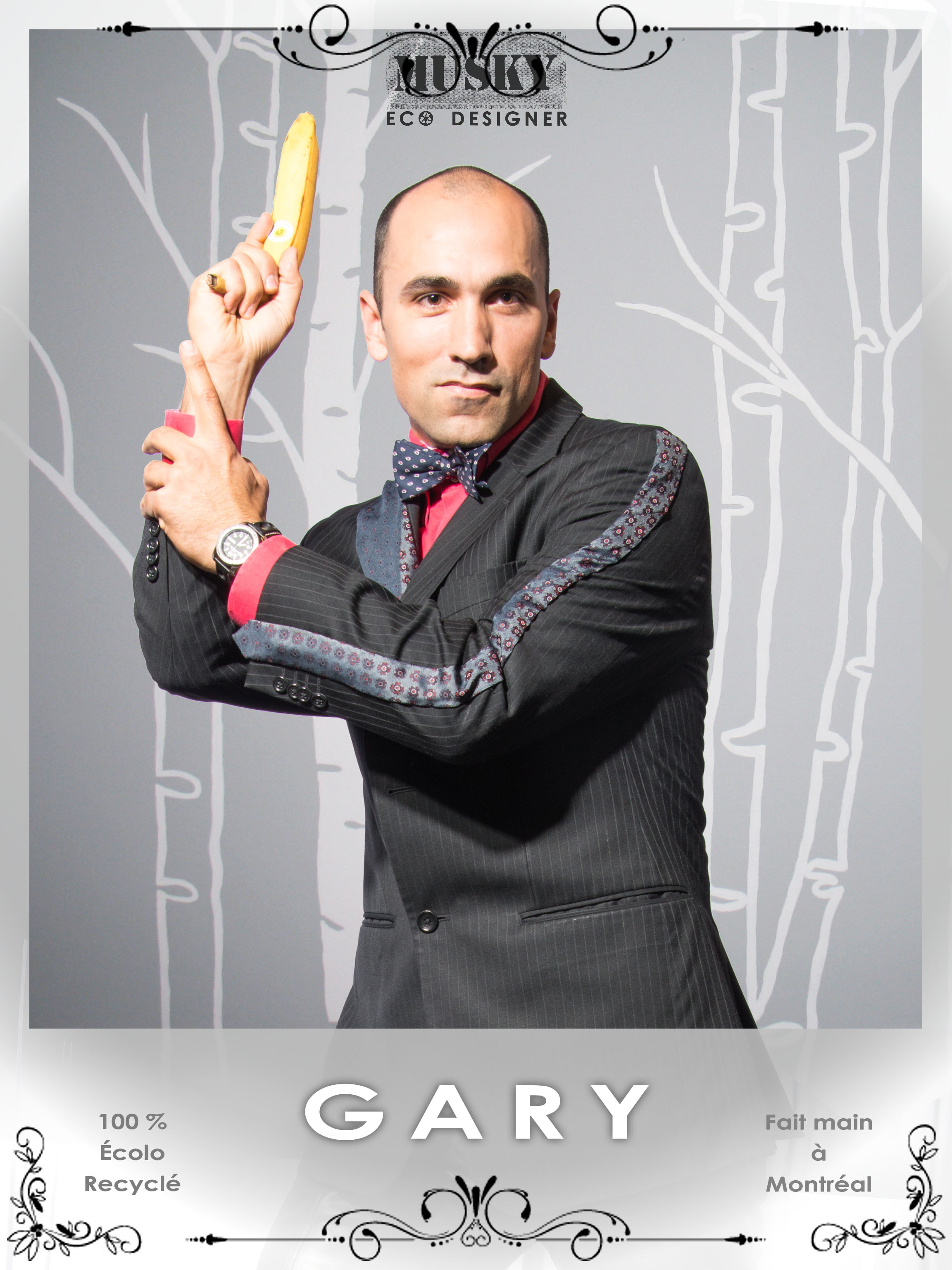 Musky Éco-Designer, collection hiver 2015. GARY – Veston fait d'une veste et d'une cravate recyclées / S – M – L - XL